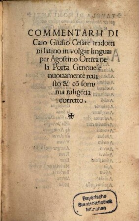 Commentarii Di Caio Giulio Cesare