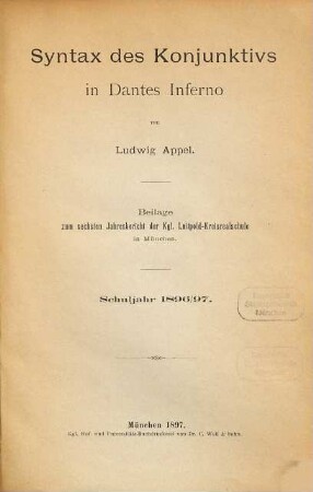 Syntax des Konjunktivs in Dantes Inferno
