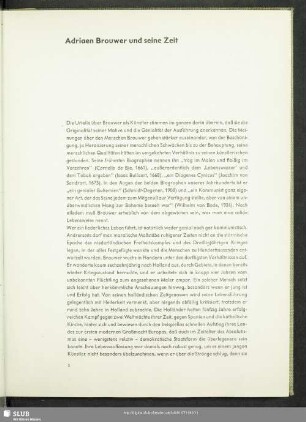 Adriaen Brouwer und seine Zeit