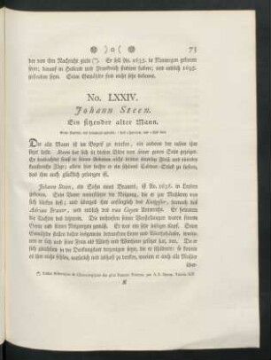 No. LXXIV. Johann Steen. Ein sitzender alter Mann