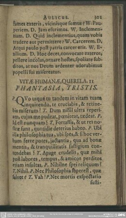 Vitae Humanae, Querela. 11. Phantasia, Tristis