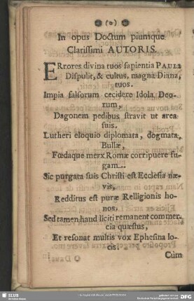 In opus Doctum piumque Clarissimi Autoris