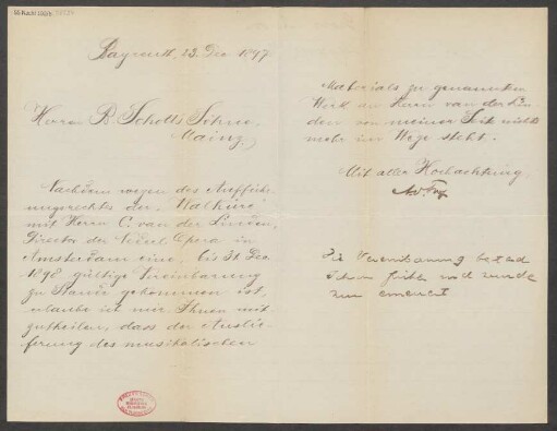 Brief an B. Schott's Söhne : 23.12.1897