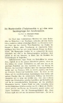 Die Meerkrokodile (Thalattosuchia n. g.) eine neue Sauriergruppe der Juraformation