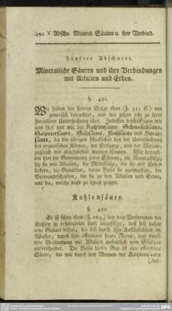 Fünfter Abschnitt. Mineralische Säuren und ihre Verbindungen mit Alkalien und Erden