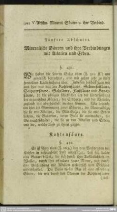 Fünfter Abschnitt. Mineralische Säuren und ihre Verbindungen mit Alkalien und Erden