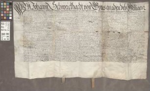 Mainz (Generalia): Schuldverschreibung des Erzbischofs Johann Schweikard von Mainz für eine Anleihe bei dem Mainzer Bürger Eckhardt Schönborn