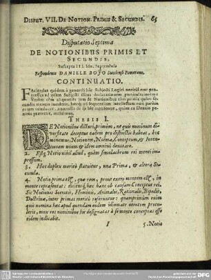 Disputatio Septima De Notionibus Primis Et Secundis