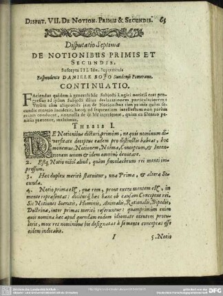 Disputatio Septima De Notionibus Primis Et Secundis