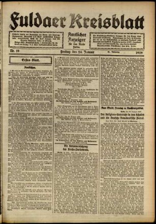 Erste Ausgabe vom Freitag, den 24. Januar 1919.