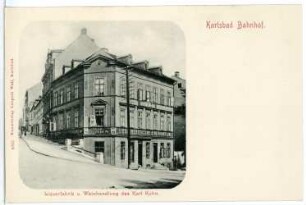 Karlsbad. Likörfabrik und Weinhandlung Kohn am Bahnhof