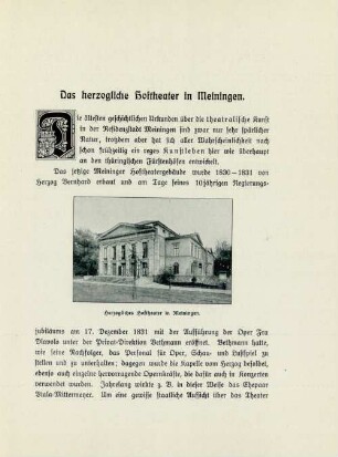 Das herzogliche Hoftheater in Meiningen