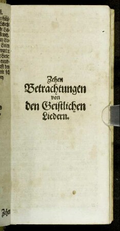 Zehen Betrachtungen von den Geistlichen Liedern.