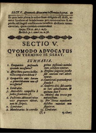 Sectio V. Quomodo Advocatus In Termino Se Gerat.