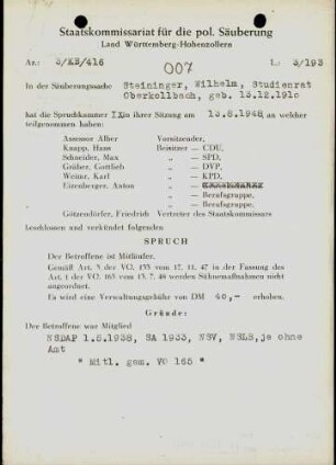 Steininger, Wilhelm