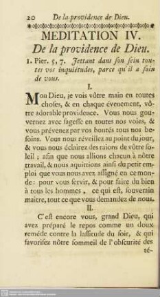 Meditation IV. De la providence de Dieu