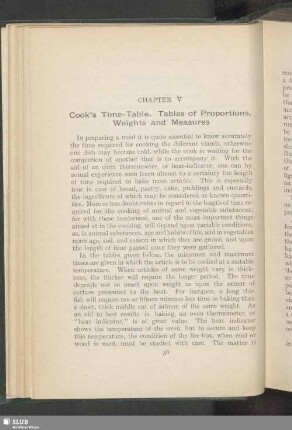 Chapter V. Cook's Time-Table. Tables of Proportions, Weights and Measures