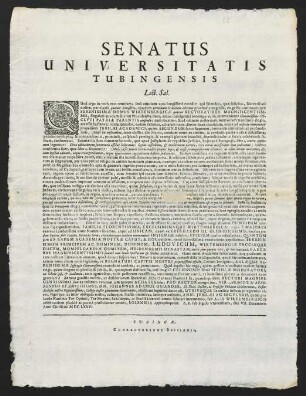 Senatus Universitatis Tubingensis Lect. Sal.