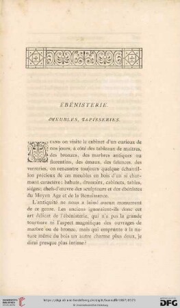 Ébénisterie: Meubles, Tapisseries