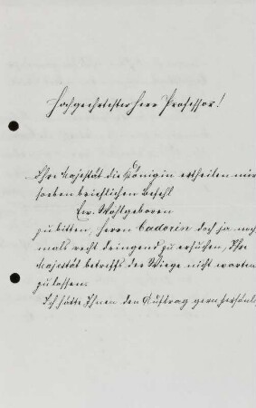 Brief von Kammerdiener Hohlfeld an E. A. Donadini, Blatt 1r