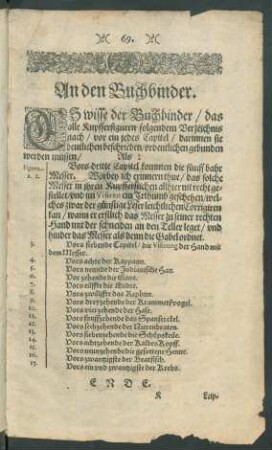 An den Buchbinder