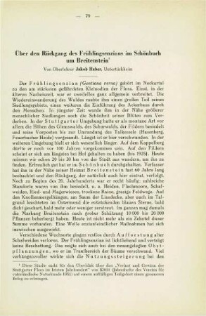 Über den Rückgang des Frühlingenzians im Schönbuch um Breitenstein