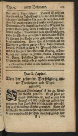 Das X. Capitel. Von der zehenten Verfolgung unter Diocletiano und Maximiano.