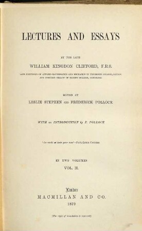 Lectures and essays, Vol. 2