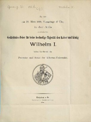 Sammlung von Schriften, welche sich auf den Tod Kaiser Wilhelm's I. beziehen, 9