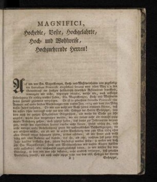 Magnifici, Hochedle, Veste, Hochgelahrte, Hoch- und Wohlweise, Hochzuehrende Herren!