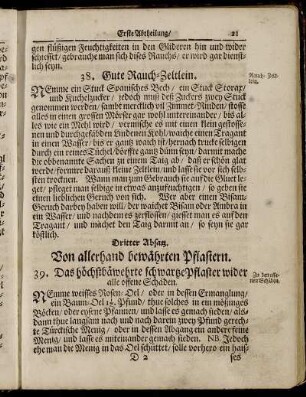 Dritter Absatz. Von allerhand bewährten Pflastern