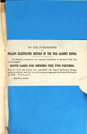 The history of the war against Russia : Illustr. [Ruckent.:] Nolan's history of the Russian War, 8