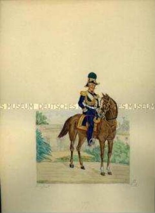 Uniformdarstellung, Generaladjutant zu Pferd, Sachsen, 1859.