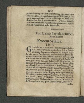 Lit. E. Executoriales