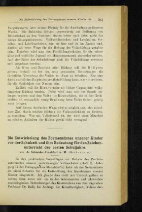 ¬Die¬ Entwickelung des Formensinnes unserer Kinder vor der Schulzeit und ihre Bedeutung für den Zeichenunterricht der ersten Schuljahre