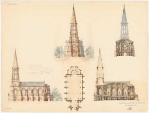 Nazarethkirche (1835), Berlin-Wedding Projekt II (Neubau): Grundriss, Ansichten, Schnitte