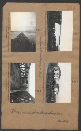 Deutsche Artillerie mit Ochsengespann beim Überschreiten der Kriegsbrücke