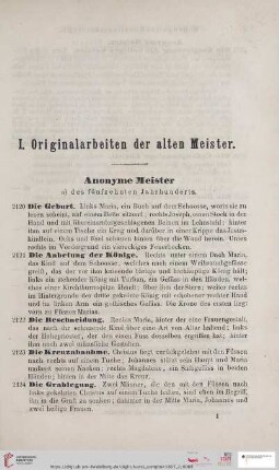 I. Originalarbeiten der alten Meister (Nr. 2120 - 4915)