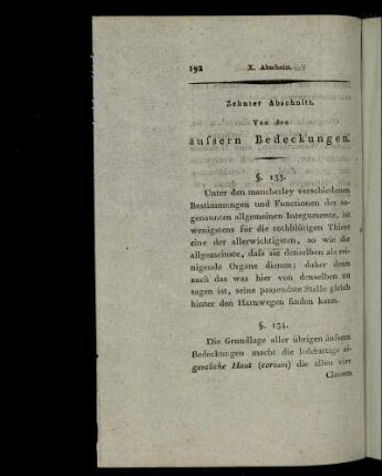Zehnter Abschnitt. Von den äussern Bedeckungen