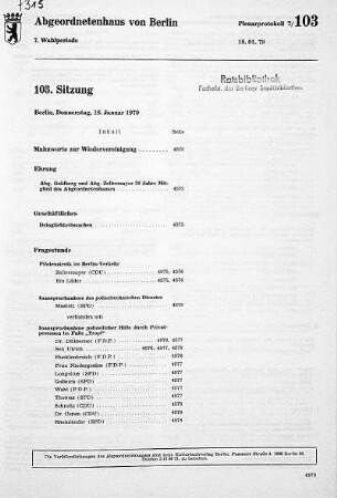 Nr. 103, 18. Januar 1979