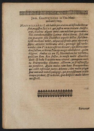 Joh. Cuspinianus in Vita Maximiliani I. Imp.
