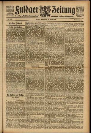 Erste Ausgabe vom Freitag, den 25. Mai 1906.