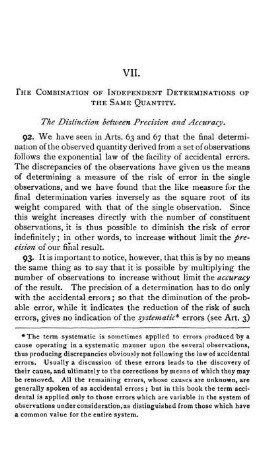 VII. The Combination of Independent Determinations of the Same Quantity.