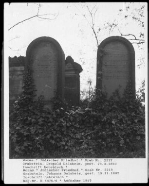 Grabstein des Leopold Dalsheim (gestorben 1883.03.28)