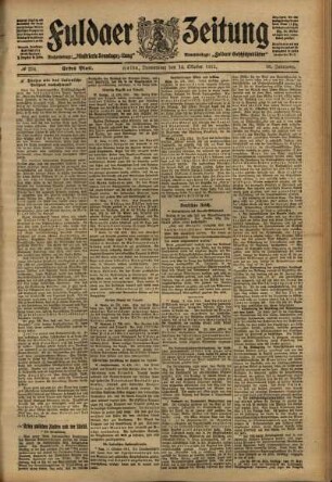 Erste Ausgabe vom Donnerstag, den 12. Oktober 1911.
