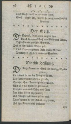 Der Geitz. Die eitle Hoffnung