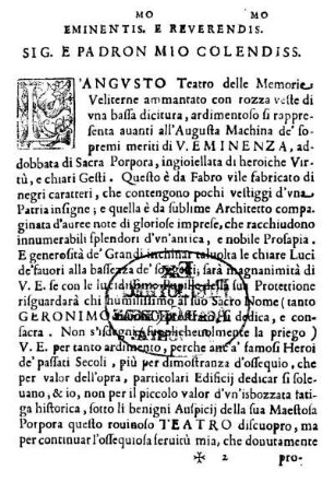 Eminentis.Mo E Reverendis.Mo Sig. E Padron Mio Colendiss.