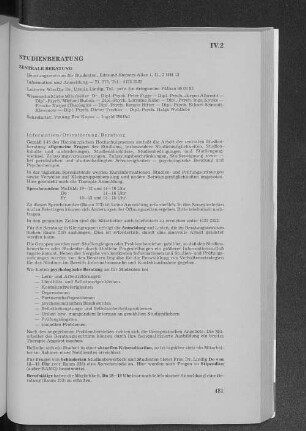 IV.2 Studienberatung