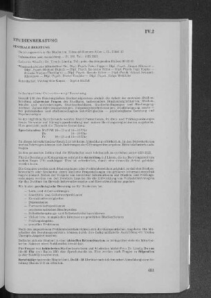 IV.2 Studienberatung