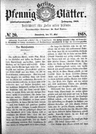 No. 20, Sonnabend, den 16. Mai